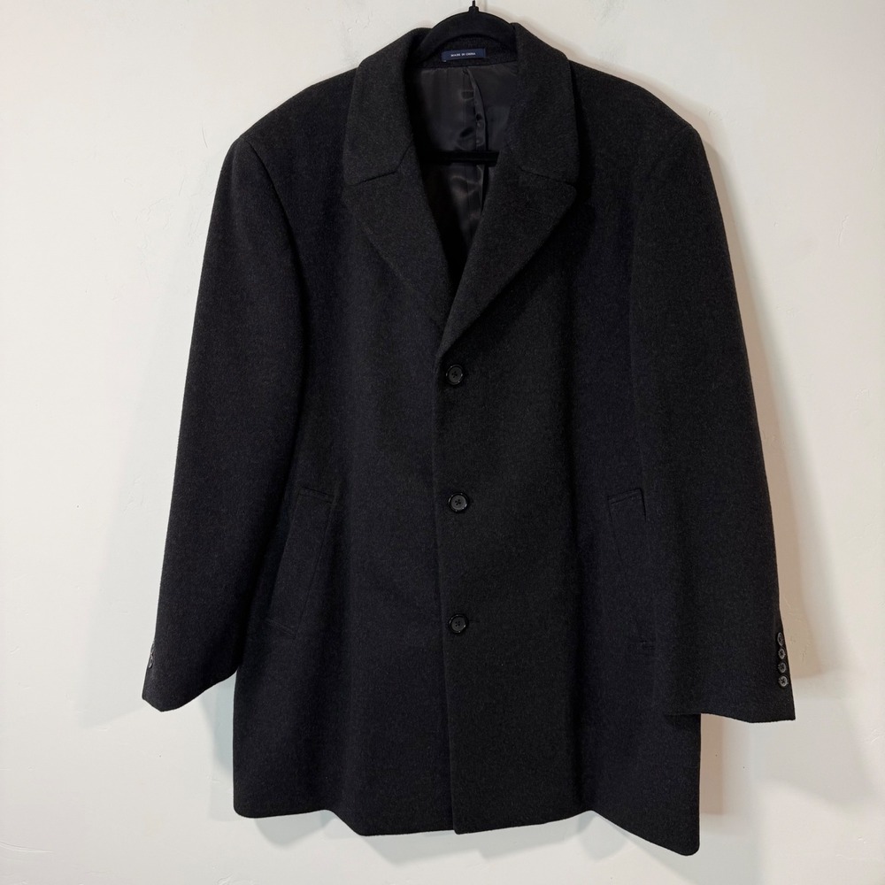 Ralph Lauren Mens Wool Cashmere Overcoat Large Charcoal Gray Corso Coat Amicale